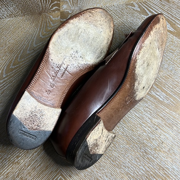 SALVATORE FERRAGAMO Brown Men’s Tassel Leather Dress Shoes 10 - Picture 9 of 10